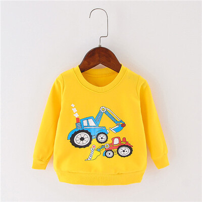 Kokvilnas T-krekls ar garām piedurknēm Karikatūras T-krekli Zēniem O-veida kakla augšdaļa Meiteņu pirmās dzimšanas dienas apģērbs Bērnu apģērbi T-krekli