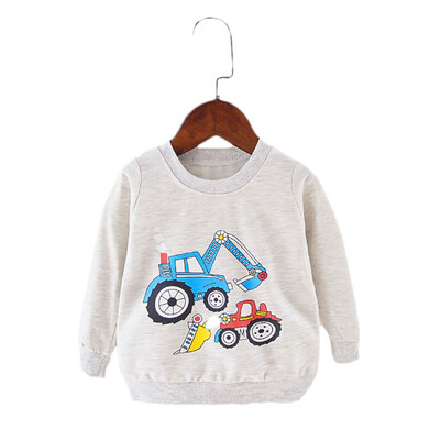 Kokvilnas T-krekls ar garām piedurknēm Karikatūras T-krekli Zēniem O-veida kakla augšdaļa Meiteņu pirmās dzimšanas dienas apģērbs Bērnu apģērbi T-krekli