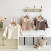 Βρεφικά ρούχα 0-3Y Παχύ γούνινο φόδρα για κορίτσια Μπλούζα βολάν γιακά Βρεφικά πουκάμισα ζεστής βάσης Casual μπλουζάκια