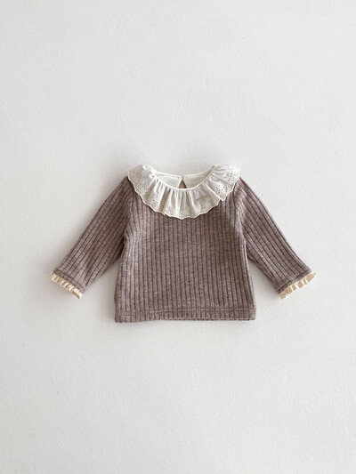 Βρεφικά ρούχα 0-3Y Παχύ γούνινο φόδρα για κορίτσια Μπλούζα βολάν γιακά Βρεφικά πουκάμισα ζεστής βάσης Casual μπλουζάκια