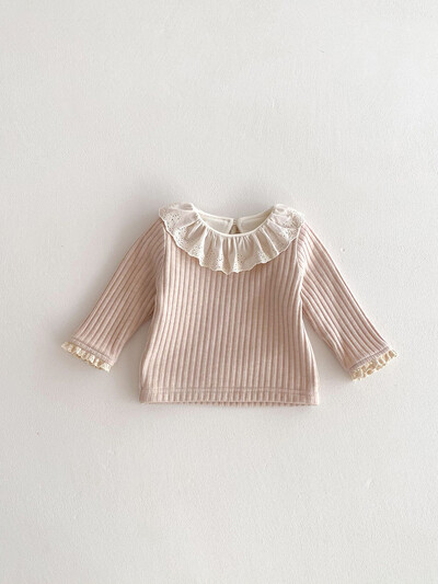 Βρεφικά ρούχα 0-3Y Παχύ γούνινο φόδρα για κορίτσια Μπλούζα βολάν γιακά Βρεφικά πουκάμισα ζεστής βάσης Casual μπλουζάκια