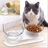 Neslīdošs dubultā kaķu bļoda mājdzīvnieku ūdens barība suņu trauki mājdzīvnieku bļoda kaķim dzemdes kakla mugurkaula aizsargs Barošanas trauks kaķēnu piederumi