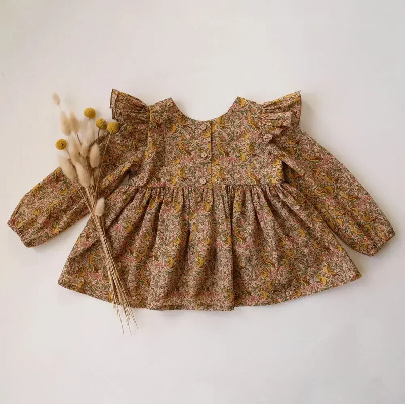 Ziedu meiteņu blūze ar garām piedurknēm meiteņu topi pavasara korejiešu stila toddler meiteņu krekls, apģērbs