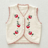 Πλεκτό κορίτσι 0-3 ετών Πλεκτό πουλόβερ Βρεφικό γιλέκο Φθινοπωρινό κέντημα Αμάνικη Ζακέτα Βρεφικό πλέξιμο Γιλέκο Βρεφικό πλεκτό Ανοιξιάτικα ρούχα