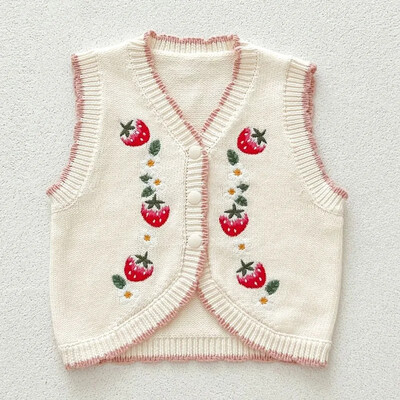 Πλεκτό κορίτσι 0-3 ετών Πλεκτό πουλόβερ Βρεφικό γιλέκο Φθινοπωρινό κέντημα Αμάνικη Ζακέτα Βρεφικό πλέξιμο Γιλέκο Βρεφικό πλεκτό Ανοιξιάτικα ρούχα