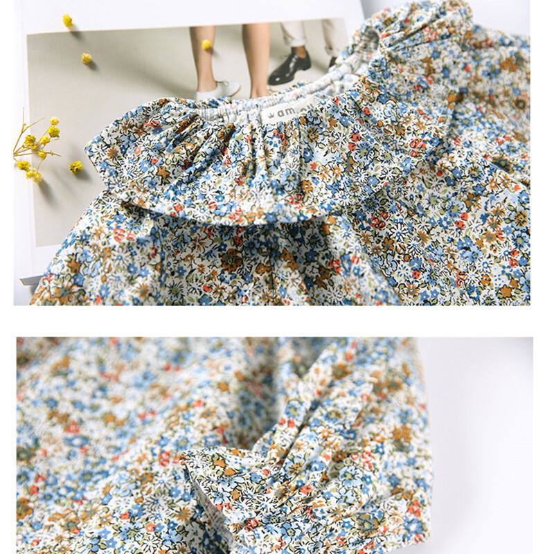 Mīksts, elpojošs jaundzimušo bērnu T-krekls ar puķainiem apkaklītēm Toddler Meitenes ar pilnām piedurknēm Blūzes Krekls Pavasaris Rudens Bērnu Apģērbs