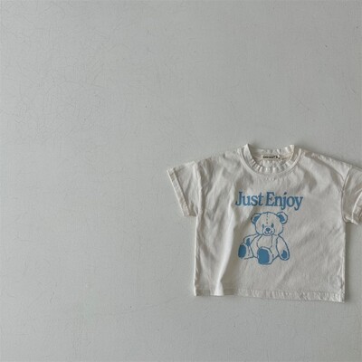 2025 New Cute Cartoon Bear Print Βρεφικά κοντομάνικα μπλουζάκια Βαμβακερά μπλουζάκια για βρέφη, καλοκαιρινά μπλουζάκια για κορίτσι, Παιδικά ρούχα