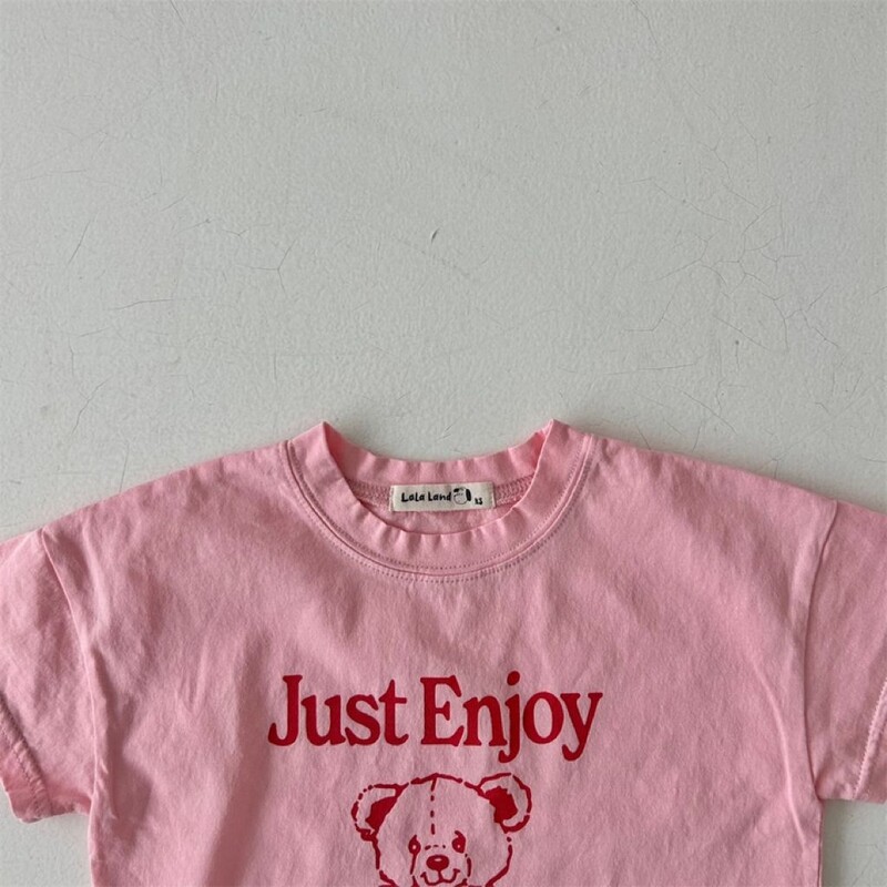 2025 New Cute Cartoon Bear Print Βρεφικά κοντομάνικα μπλουζάκια Βαμβακερά μπλουζάκια για βρέφη, καλοκαιρινά μπλουζάκια για κορίτσι, Παιδικά ρούχα