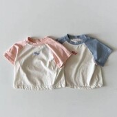 2025 nyári új baba rövid ujjú póló fiú lányok aranyos játék betűs póló csecsemő alkalmi póló pamut gyerek póló