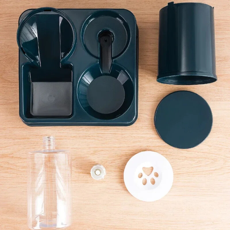 Automātiskais kaķu barotavas ūdens dozatora komplekts, 2 vienā noliekts automātiskais mājdzīvnieku barības un ūdens padevējs Gravity barības padevējs un dzirdinātājs