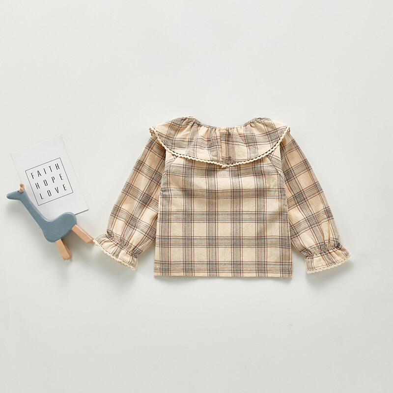Modes rūtains krekliņš meitenēm, pavasara kokvilnas krekls ar garām piedurknēm, 3–24 mēn. zīdaiņu apģērbs