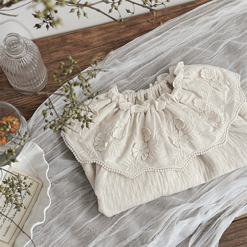 AYNIGIELL pavasara un rudens stila zīdaiņu mežģīņu apkakles augšdaļa, gudrs mazuļu T-krekls ar garām piedurknēm, 0-3 gadus vecas meitenes pamatkrekls