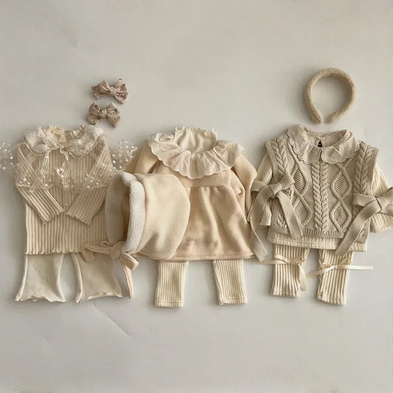 New Born Boutique Bērnu apģērbs Zīdaiņu meiteņu T-krekli Kokvilna, biezināta mežģīņu šuvju pamatne krekls Kawaii Toddler Girls Drēbes