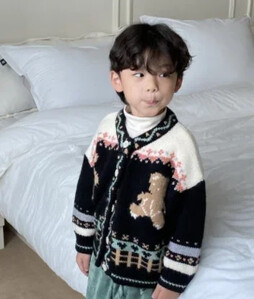 3797C Ins korejiešu bērnu trikotāžas džemperis rudens ziemas kokvilna mīksts modes lācis trikotāžas zēna džemperis meitenei
