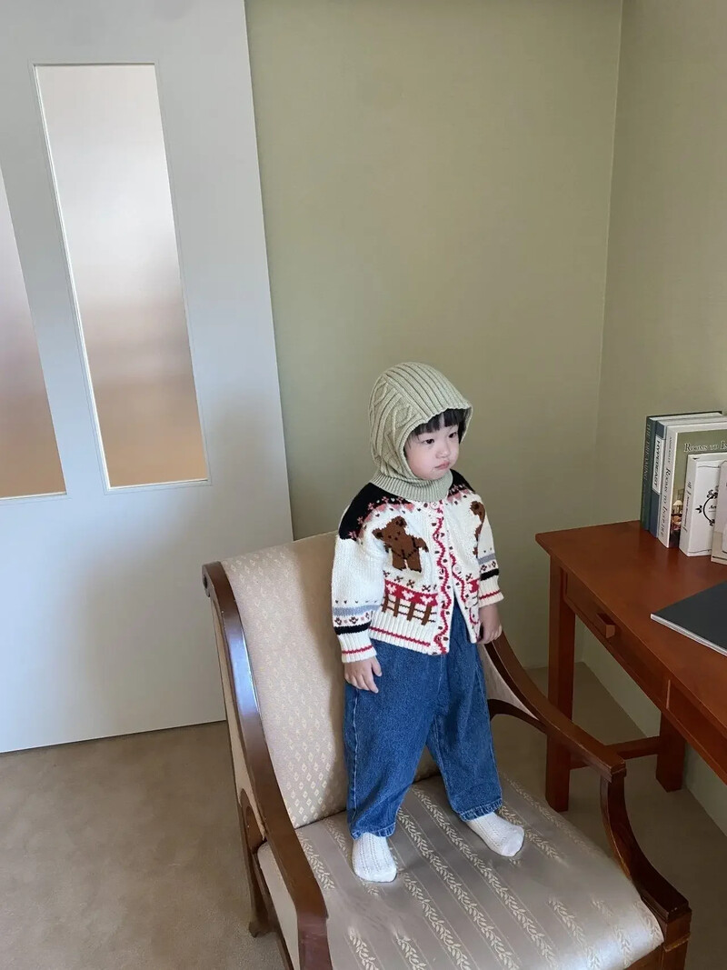 3797C Ins korejiešu bērnu trikotāžas džemperis rudens ziemas kokvilna mīksts modes lācis trikotāžas zēna džemperis meitenei