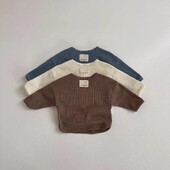 Άνοιξη 2025 Νέο μωρό μακρυμάνικο βαμβακερό μπλουζάκι για αγόρια μασίφ, ευέλικτο μπλουζάκι για βρέφη Κοριτσίστικα φαρδιά casual μπλουζάκια για νήπια