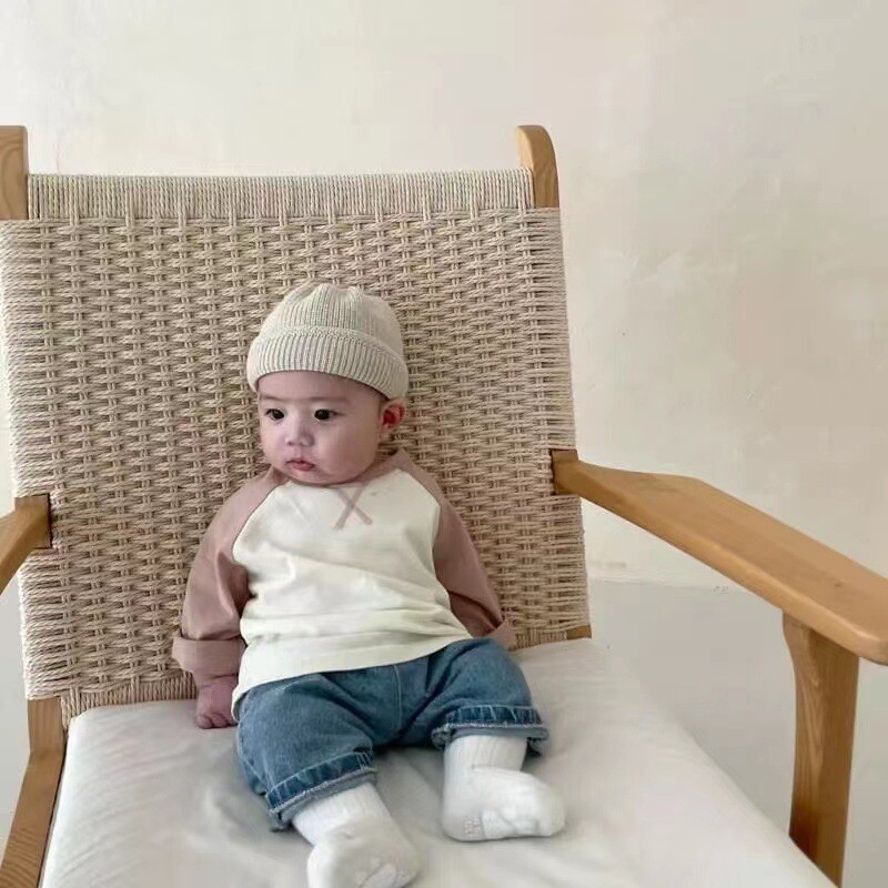 Rudens jauns mazuļa T krekls ar garām piedurknēm kokvilnas zīdaiņiem vienkāršs ikdienas krekls ar apakšu zēniem meitenēm, kontrasta izšuvumi, džemperi