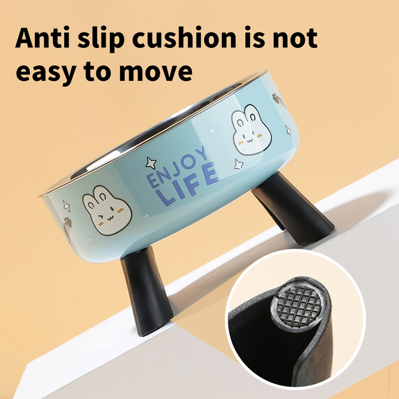 Karikatūrā apdrukāta mājdzīvnieka bļoda ar augstām kājām, lielas ietilpības nerūsējošā tērauda bļoda suņiem, kaklu aizsargājoša kaķa bļoda, universāla modes un