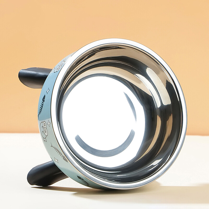 Karikatūrā apdrukāta mājdzīvnieka bļoda ar augstām kājām, lielas ietilpības nerūsējošā tērauda bļoda suņiem, kaklu aizsargājoša kaķa bļoda, universāla modes un