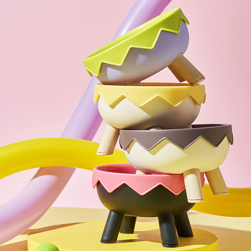 Ένα πολύχρωμο μπολ ντοπαμίνης για κατοικίδια Μόδα τροφοδοσία μεγάλης χωρητικότητας από ανοξείδωτο ατσάλι μπολ για σκύλους πόσιμο νερό λαιμό γάτα μπολ με κέλυφος αυγού ψηλά