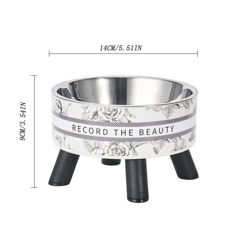 Viengabala karikatūra mājdzīvnieka kakla aizsardzība nerūsējošā tērauda bļoda Bez melnas mutes kaķa bļoda ar augstu kaklu retro augsta pēdu bļoda barošanai ar ūdeni