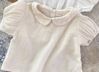 2025. gada vasara Jauna mazuļu meiteņu vienkrāsaini krekli ar piedurknēm Kokvilnas zīdaiņu T krekli Toddler Ikdienas atloks Krekli Bērnu apģērbi