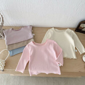 Mīksts bērnu bez kauliem krekls, meitenes, mazs krekls, 0-3T, maziem bērniem, jauks vienkrāsains apakškrekls zīdaiņiem, plānas stila salda blūze