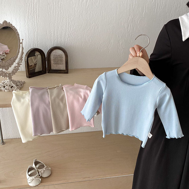 Mīksts bērnu bez kauliem krekls, meitenes, mazs krekls, 0-3T, maziem bērniem, jauks vienkrāsains apakškrekls zīdaiņiem, plānas stila salda blūze