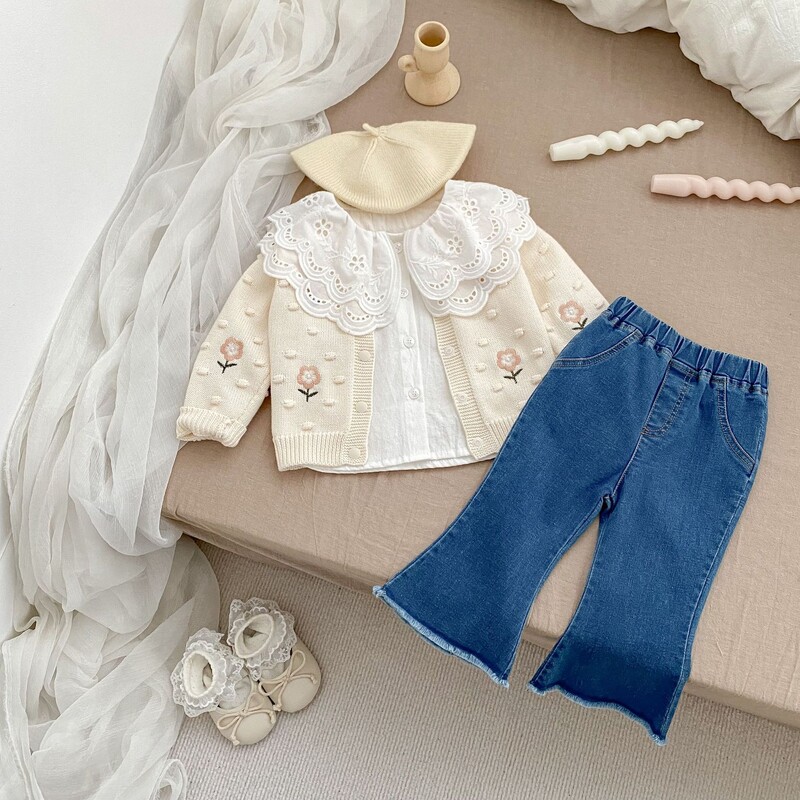 Jauns pavasara zīdaiņu jaundzimušo meiteņu krekls 0-3 gadiem, vienkrāsains divslāņu mežģīņu krekls ar nolaižamu apkakli.