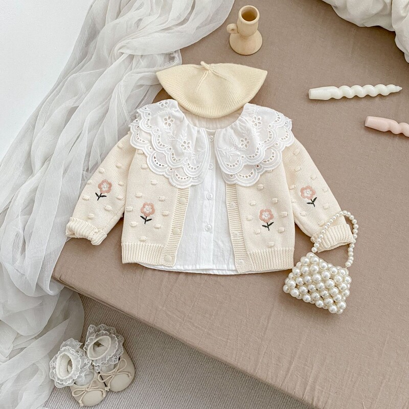 Jauns pavasara zīdaiņu jaundzimušo meiteņu krekls 0-3 gadiem, vienkrāsains divslāņu mežģīņu krekls ar nolaižamu apkakli.