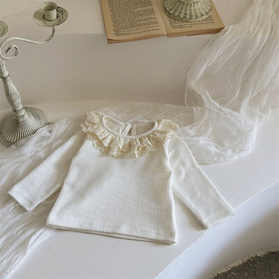 Fáklyás gallérú baba alsó ing kisgyermeknek aranyos csipke csíkos alsóingek csecsemő lányoknak egyszerű felsők