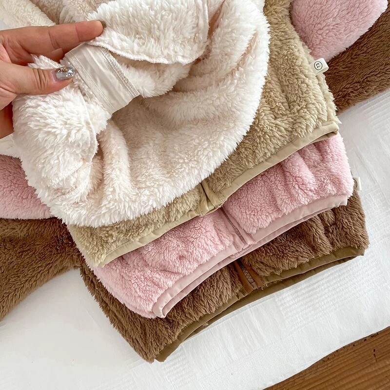 Plīša meiteņu puišu jaka Pavasaris Rudens Saglabā siltumu Virsdrēbes ar rāvējslēdzēju kapuci Cute Rabbit Bear Zīdaiņu mētelis 0-5 gadi Bērnu apģērbi