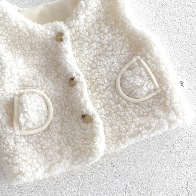 Ins koreai stílusú őszi és téli új meleg baba mellény Kardigán bárány gyapjú mellény Rajzfilm medvekabát kalappal