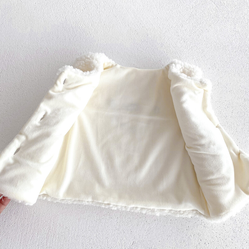 Ins koreai stílusú őszi és téli új meleg baba mellény Kardigán bárány gyapjú mellény Rajzfilm medvekabát kalappal