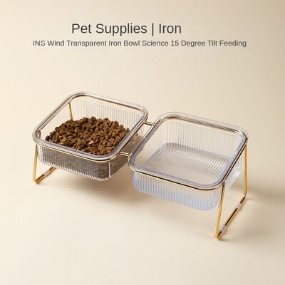 Kaķa bļoda caurspīdīga bļoda ar augstu pēdu slīpi kakla aizsardzība Dzeramais ūdens Kaķa graudu bļoda mājdzīvnieks Viegli tīrāma bļoda