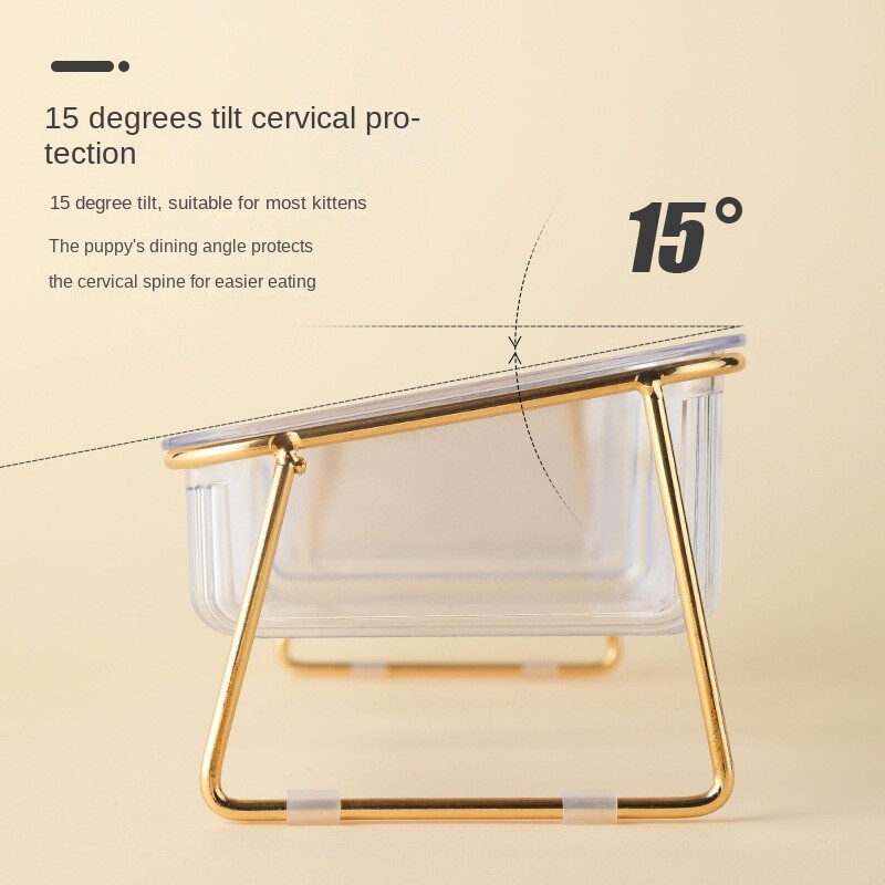 Kaķa bļoda caurspīdīga bļoda ar augstu pēdu slīpi kakla aizsardzība Dzeramais ūdens Kaķa graudu bļoda mājdzīvnieks Viegli tīrāma bļoda