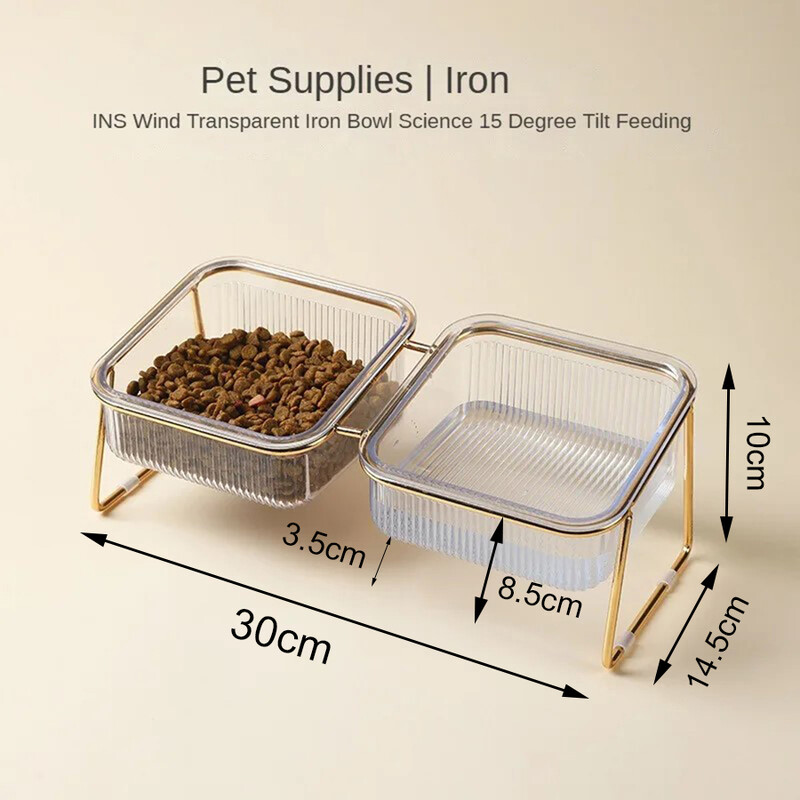 Kaķa bļoda caurspīdīga bļoda ar augstu pēdu slīpi kakla aizsardzība Dzeramais ūdens Kaķa graudu bļoda mājdzīvnieks Viegli tīrāma bļoda