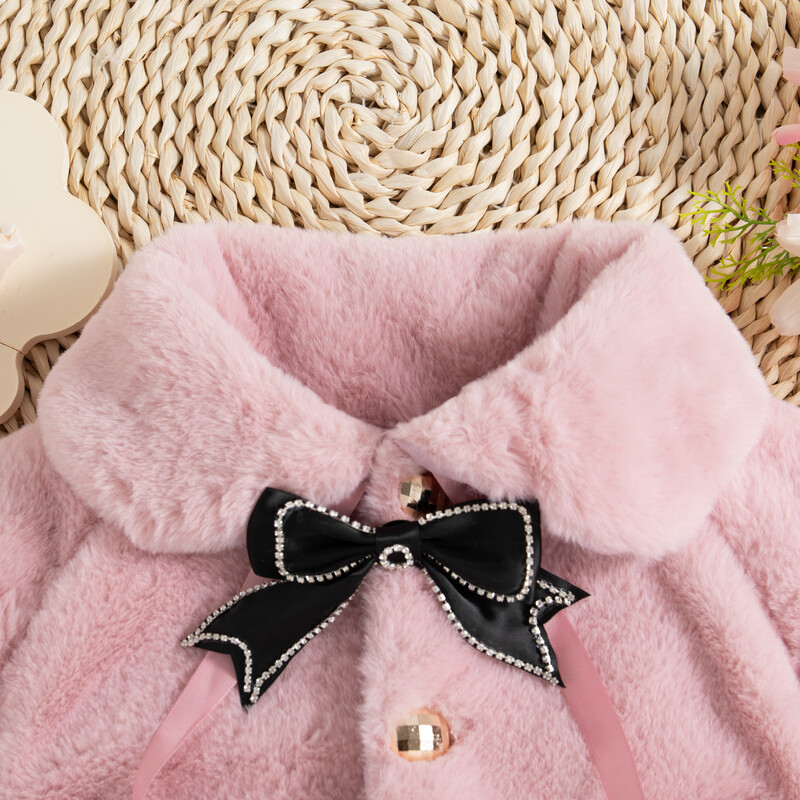 Βρεφικό παλτό χειμωνιάτικο φιόγκο Μαλλιά μονόχρωμο κορίτσι σάλι σακάκι Χαριτωμένο κοριτσάκι χοντρό μπλουζάκι