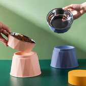 Izejmateriāli mājdzīvniekiem Kaķu barības trauks Pacelts mājdzīvnieku kucēnu barotājs Dzeršanas trauks Nerūsējošā tērauda kaķu ūdens barošanas trauks Mājdzīvnieku ēšanas trauki