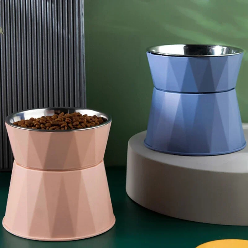 Izejmateriāli mājdzīvniekiem Kaķu barības trauks Pacelts mājdzīvnieku kucēnu barotājs Dzeršanas trauks Nerūsējošā tērauda kaķu ūdens barošanas trauks Mājdzīvnieku ēšanas trauki