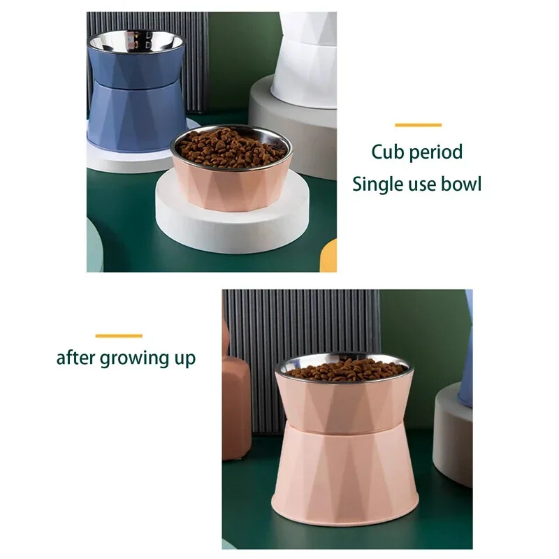 Izejmateriāli mājdzīvniekiem Kaķu barības trauks Pacelts mājdzīvnieku kucēnu barotājs Dzeršanas trauks Nerūsējošā tērauda kaķu ūdens barošanas trauks Mājdzīvnieku ēšanas trauki