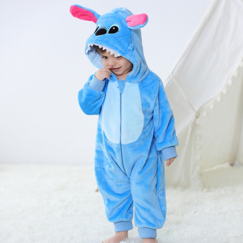 Kigurumi Stitch Dinoszaurusz Pizsama Baba Unikornis Onesies Újszülött Állat Lányok Fiúk Anime Cosplay jelmez Karácsonyi Partyra