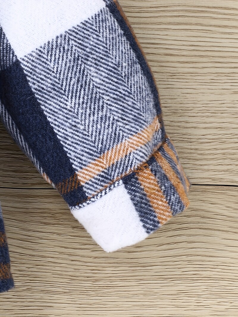 Rudens un ziemas angļu stila zēnu rūtainā jaka āra ikdienas modes ārzemju silts jauns kabatas mētelis ar kapuci