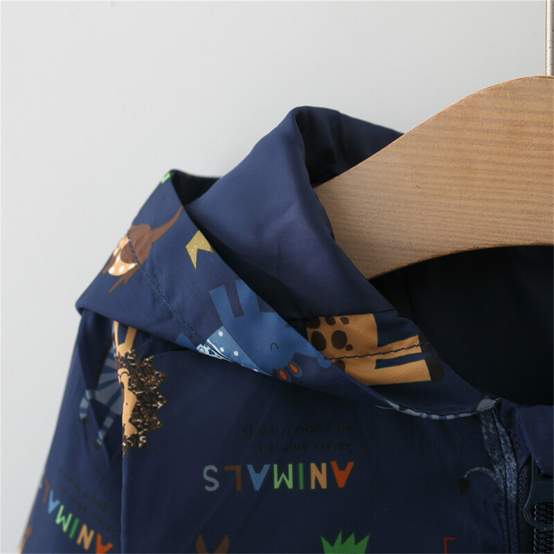 Pavasara un rudens bērnu mētelis multfilma Cute Cherry Blossom ar kapuci ar rāvējslēdzēju ikdienas daudzpusīgs zēnu jakas tops