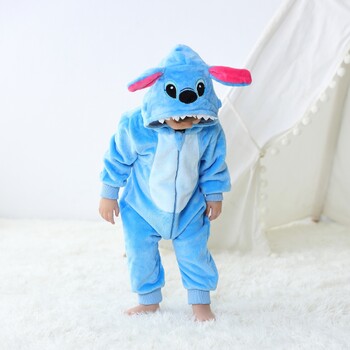 Baby Kigurumi Stitch Dinosaur Cartoon Pijama Romper Новородени бебета Детски животински гащеризон Момичета Момчета Аниме Cosplay Пижама Костюм