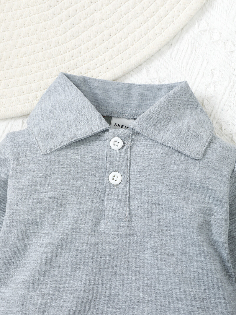 Pavasara un rudens tīras krāsas Vienkāršs polo krekls ar garām piedurknēm zēniem iekšpuse Zēniem ar atloku Ērts pamata krekls