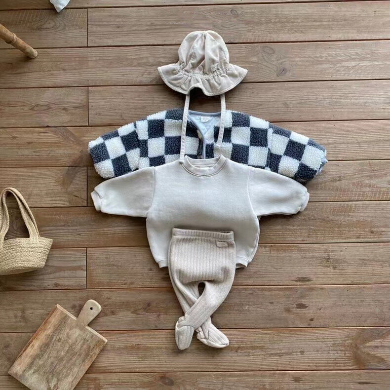 Φθινόπωρο Χειμώνας Μικρό αγόρι Κοριτσάκι Χοντρό καρό βαμβακερό παλτό Βρεφική ζακέτα μακρυμάνικη μπλούζα βρεφική συν Fleece μασίφ μπουφάν