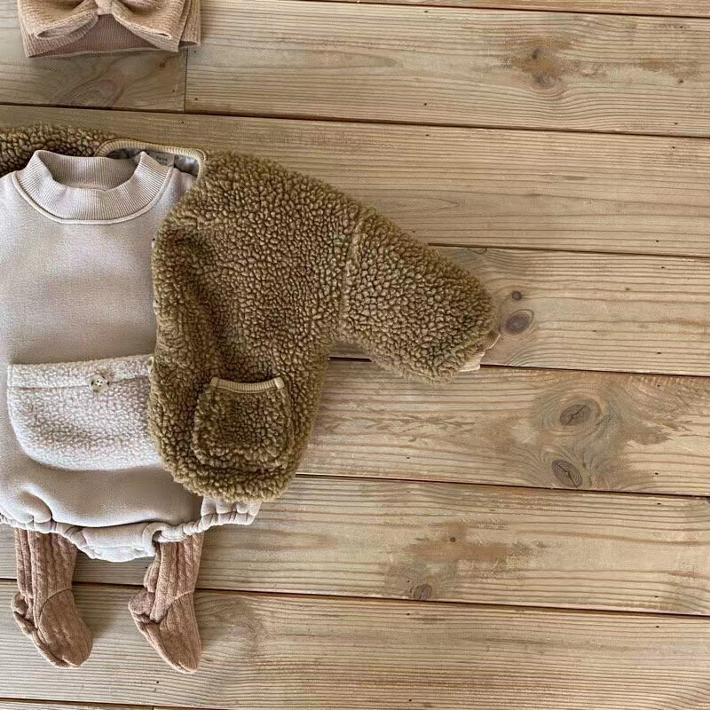 Φθινόπωρο Χειμώνας Μικρό αγόρι Κοριτσάκι Χοντρό καρό βαμβακερό παλτό Βρεφική ζακέτα μακρυμάνικη μπλούζα βρεφική συν Fleece μασίφ μπουφάν