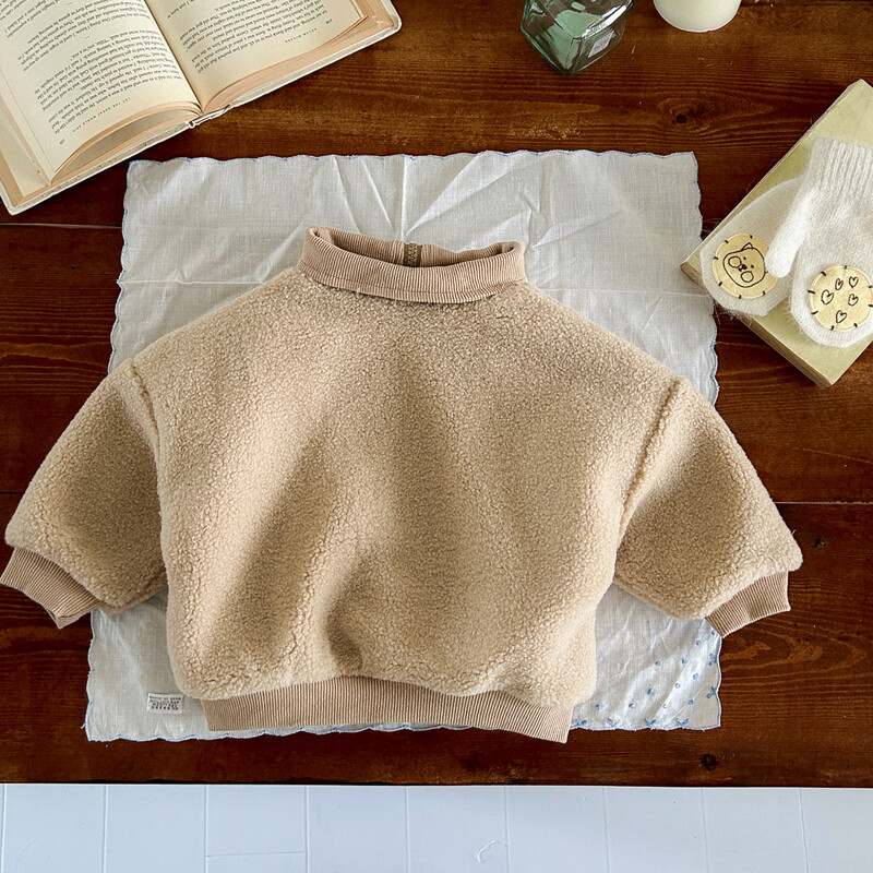 2024. gada ziema, jauns mazuļu uzvalks, vilna zēniem, meitenēm, bērnu apģērbi, topi ar rāvējslēdzēju, sporta augšdaļa, 1–3 g. vienkrāsains mētelis