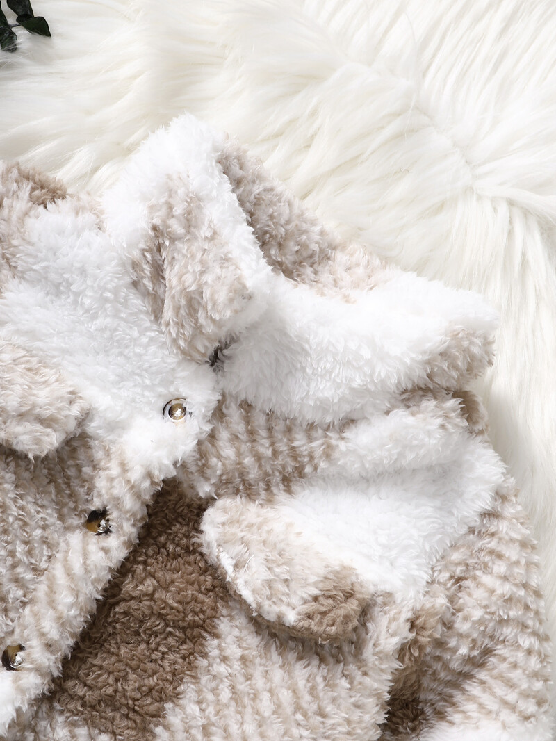 0–3 gadus vecs zīdainis ar garām piedurknēm, pogām bieza plīša jaka Modes rūtains ziemas mētelis mazuļiem zēniem un meitenēm silts āra apģērbs